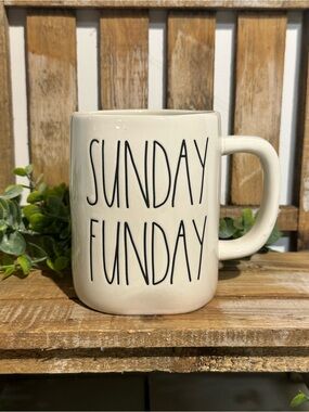 Rae Dunn Cream Ceramic Mug SUNDAY FUNDAY